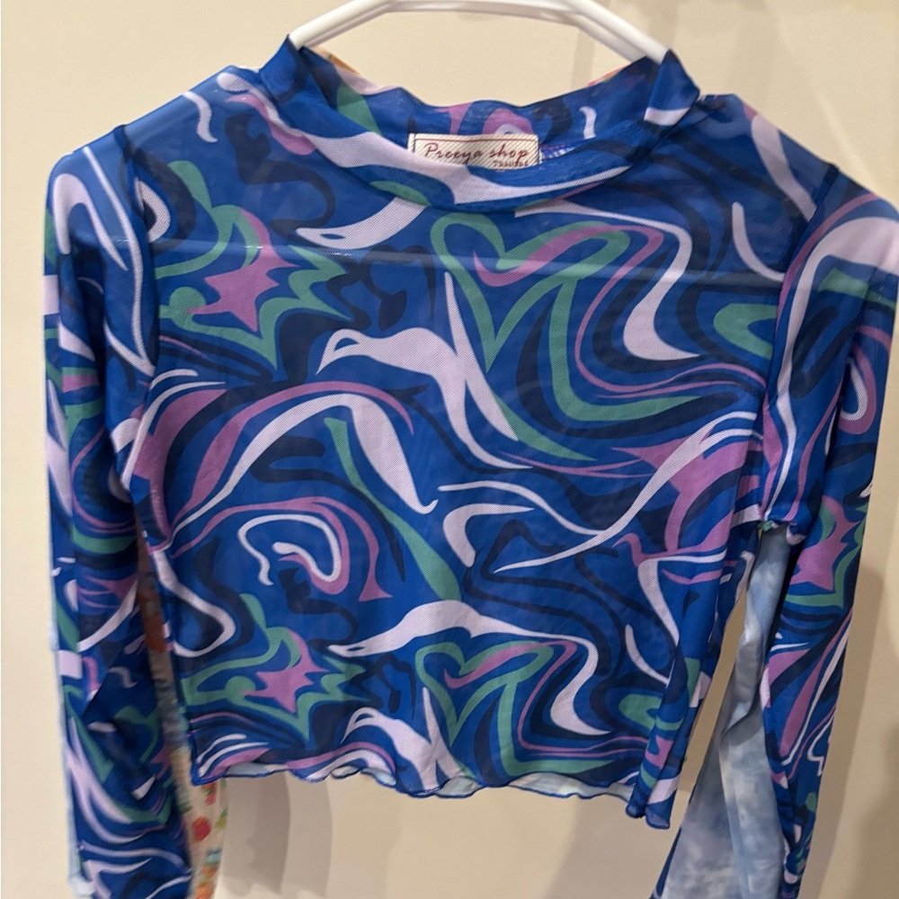NWOT: Thailand Store Sheer Vibrant Long Sleeve Tee